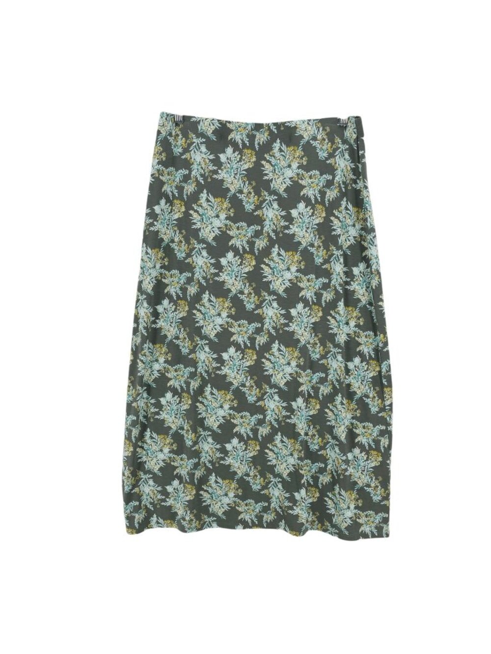 J. JILL Midi Skirt Floral Leaves Stretch Elastic Waist Rayon Spandex MEDIUM